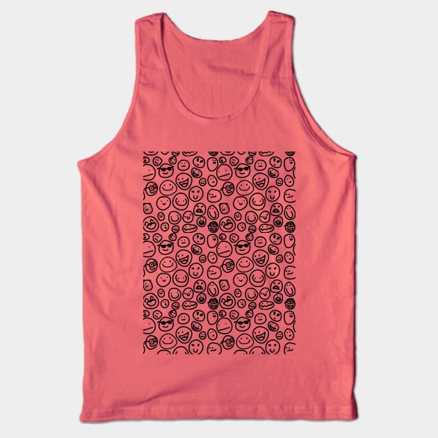 Smile Doodles - Black Line Tank Top by Philip A. Buck